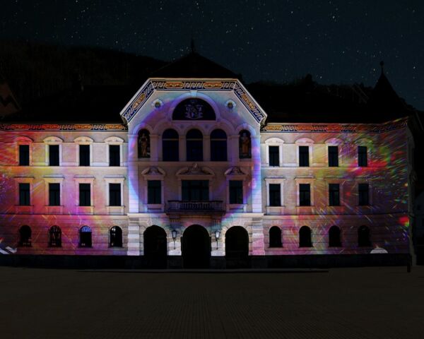 Nachtlicht | Vor-Visualisierung für die Vaduz Light Festival Projektion am
Regierungsgebäude